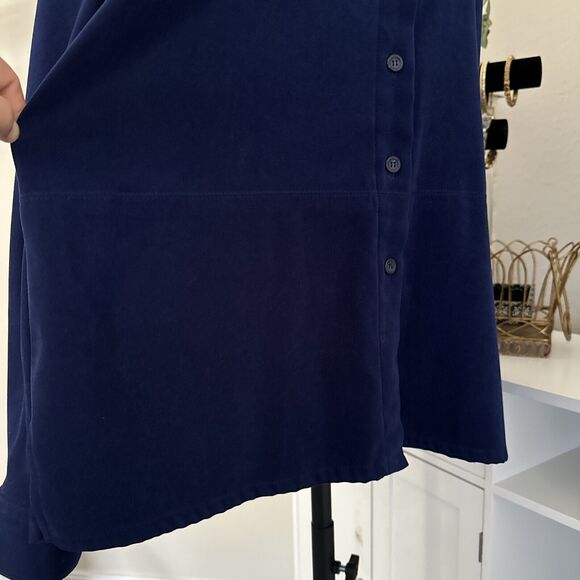 Formal Velour Shirt Formal Blue Top Blouse Vintage Talbots Women’s Size L - Picture 11 of 13